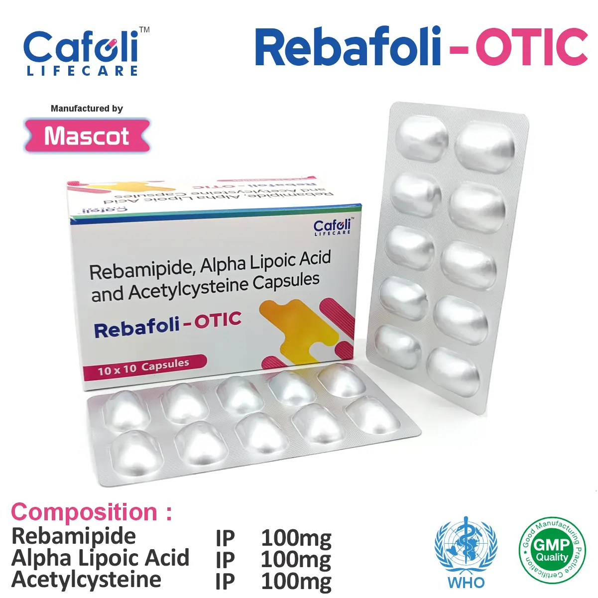 Rebamipide Alpha Lipoic Acid and Acetylcysteine capsules composition